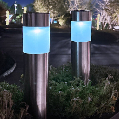 Lumière extérieure LED en acier inoxydable ABS cylindrique ronde solaire minimaliste moderne pour jardin 
