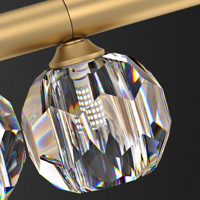 Lustre Moderne de Luxe Magic Bean Orb Linéaire en Cuivre et Cristal 9/11/14/17 Lumières Pour Salon 