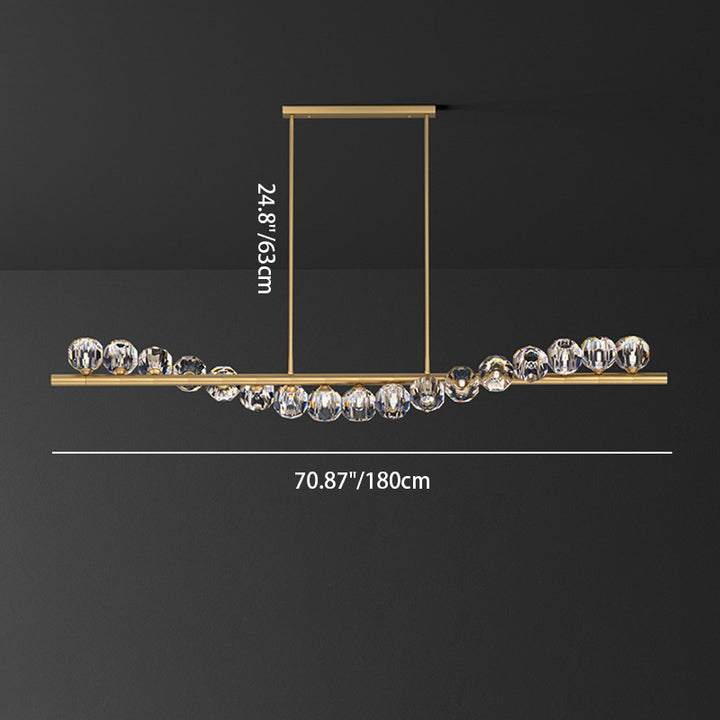 Lustre Moderne de Luxe Magic Bean Orb Linéaire en Cuivre et Cristal 9/11/14/17 Lumières Pour Salon 