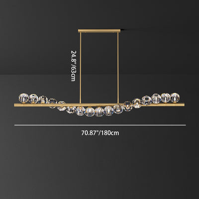 Lustre Moderne de Luxe Magic Bean Orb Linéaire en Cuivre et Cristal 9/11/14/17 Lumières Pour Salon 