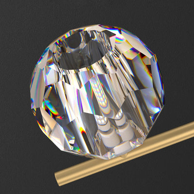 Lustre Moderne de Luxe Magic Bean Orb Linéaire en Cuivre et Cristal 9/11/14/17 Lumières Pour Salon 