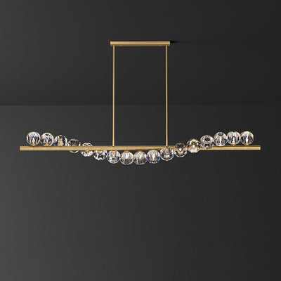 Lustre Moderne de Luxe Magic Bean Orb Linéaire en Cuivre et Cristal 9/11/14/17 Lumières Pour Salon 