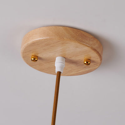 Zeitgenössische skandinavische Persimmon Runde Kegel Eiche Glas 1-Licht Pendelleuchte für Schlafzimmer 