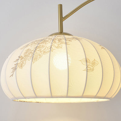 Lampe de table 1 lumière en tissu fer imprimé chinois traditionnel rond ovale cône pour salon 