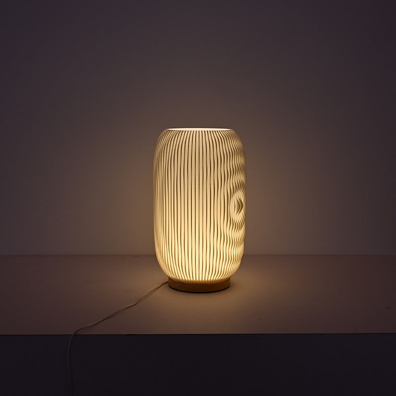 Lámpara de Mesa LED de Cilindro de Plástico USB Minimalista Moderna para Dormitorio 