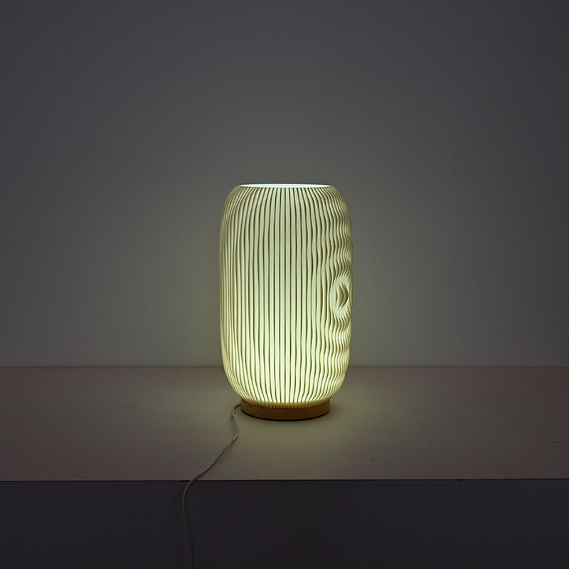 Lámpara de Mesa LED de Cilindro de Plástico USB Minimalista Moderna para Dormitorio 