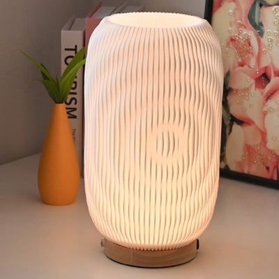 Lámpara de Mesa LED de Cilindro de Plástico USB Minimalista Moderna para Dormitorio 