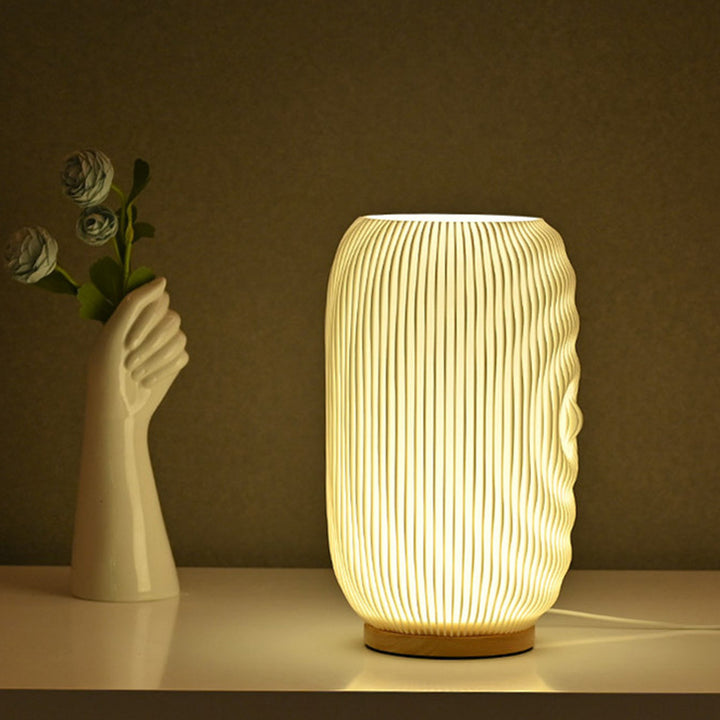 Lampe de table LED en plastique cylindrique USB minimaliste moderne pour chambre 
