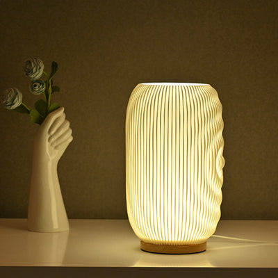 Lámpara de Mesa LED de Cilindro de Plástico USB Minimalista Moderna para Dormitorio 