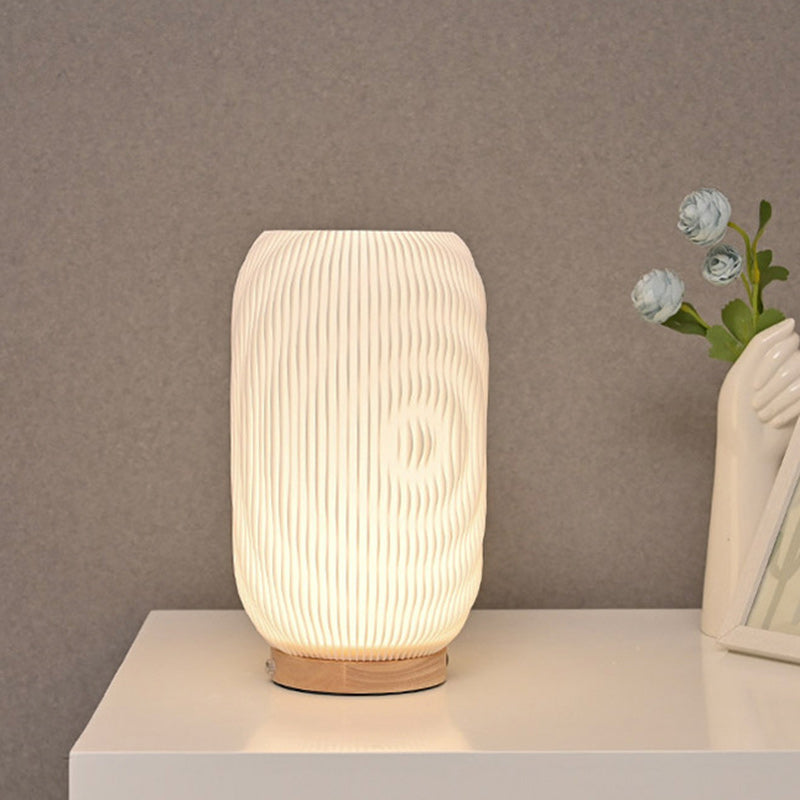 Lámpara de Mesa LED de Cilindro de Plástico USB Minimalista Moderna para Dormitorio 