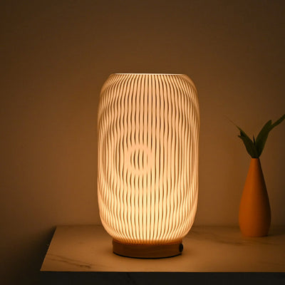 Lámpara de Mesa LED de Cilindro de Plástico USB Minimalista Moderna para Dormitorio 