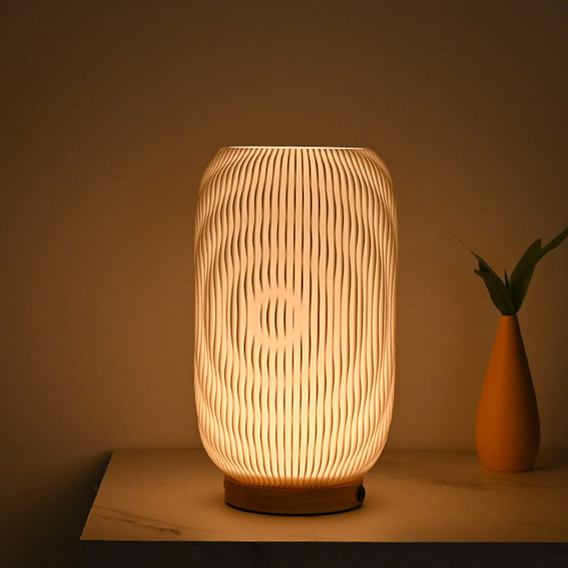Lámpara de Mesa LED de Cilindro de Plástico USB Minimalista Moderna para Dormitorio 