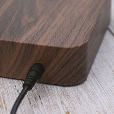 Lámpara de Mesa LED de Madera ABS en Forma de Orbe Redondo de Luna 3D PEGT de Levitación Creativa Contemporánea para Dormitorio 