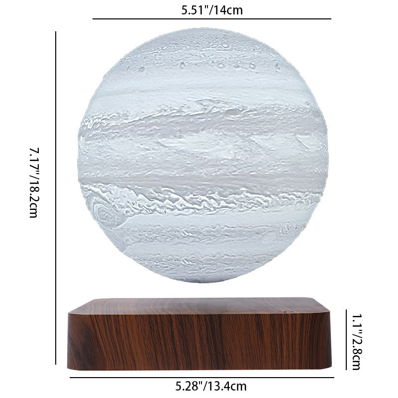 Lámpara de Mesa LED de Madera ABS en Forma de Orbe Redondo de Luna 3D PEGT de Levitación Creativa Contemporánea para Dormitorio 