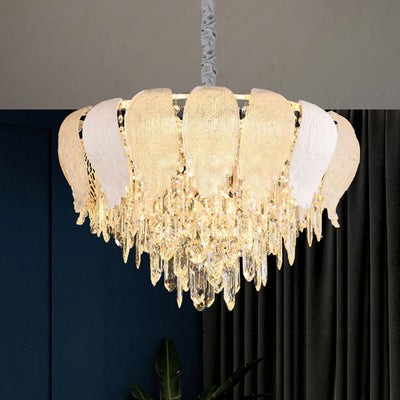 Lustre moderne rond en fer avec cristaux 9/15/21 lumières pour salon 