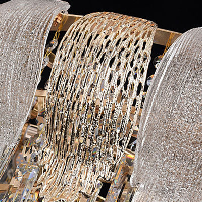 Lustre moderne rond en fer avec cristaux 9/15/21 lumières pour salon 