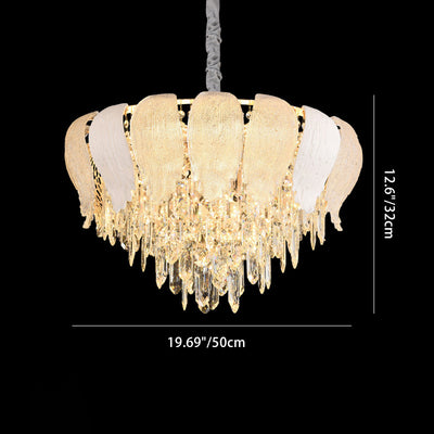 Lustre moderne rond en fer avec cristaux 9/15/21 lumières pour salon 