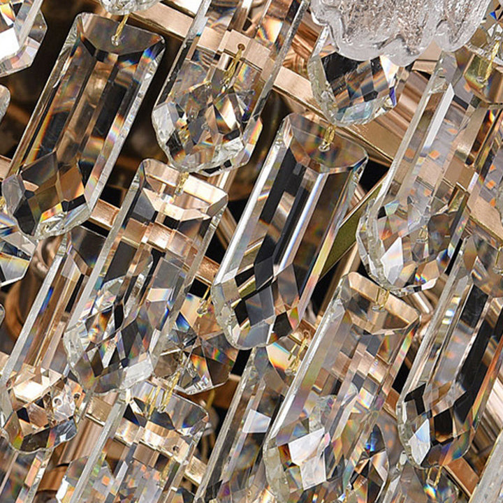 Modern Luxury Round Iron Crystal 9/15/21 Light Chandelier For Living Room
