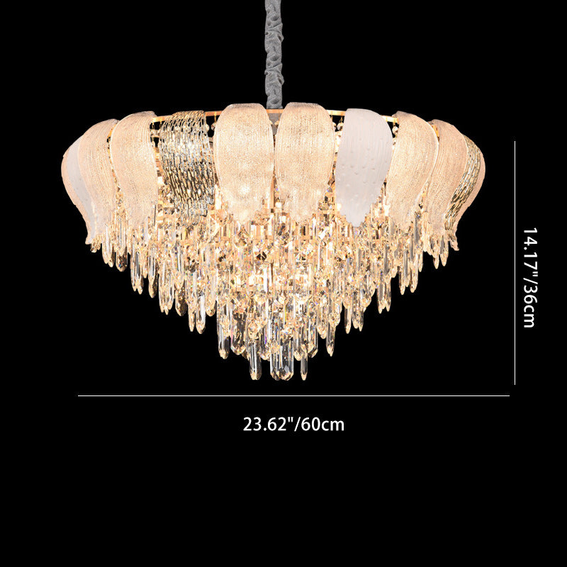 Lustre moderne rond en fer avec cristaux 9/15/21 lumières pour salon 