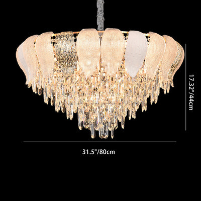 Lustre moderne rond en fer avec cristaux 9/15/21 lumières pour salon 