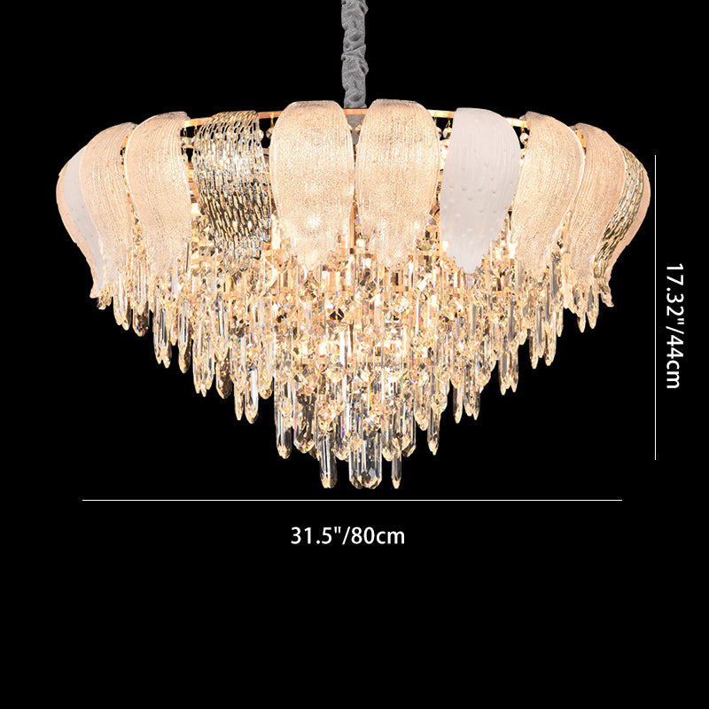 Lustre moderne rond en fer avec cristaux 9/15/21 lumières pour salon 
