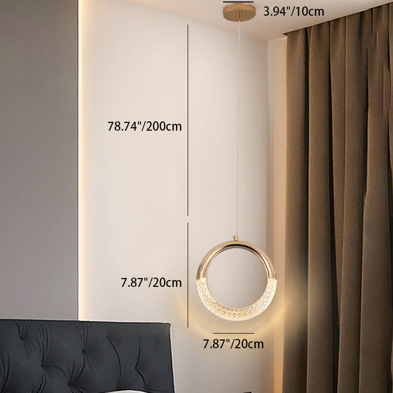 Lustre LED en acrylique avec anneau de luxe moderne lune ronde en matériel d&