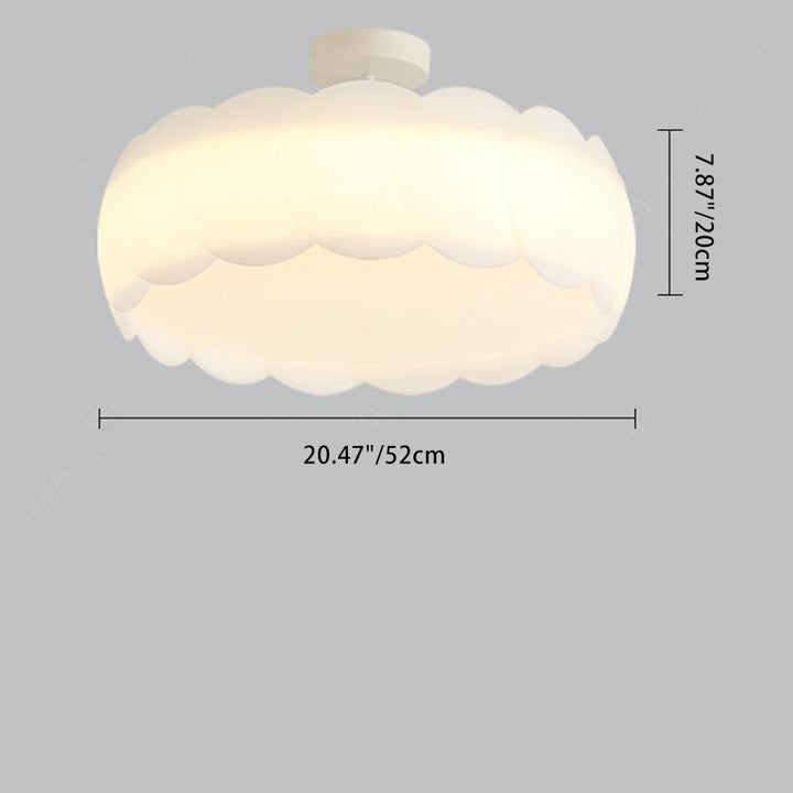 Luz de techo semi-empotrada contemporánea escandinava redonda de encaje crema de hardware PE para dormitorio 