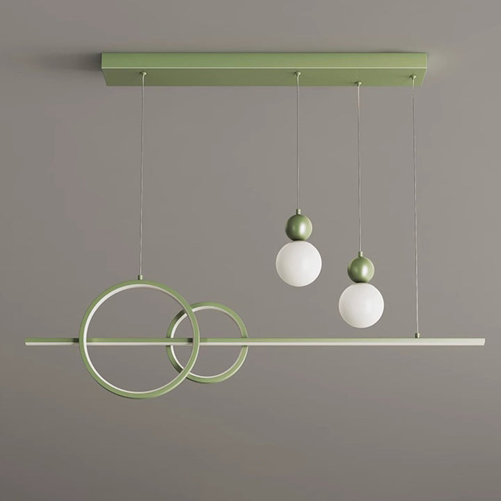Suspension LED contemporaine scandinave crème linéaire ronde orbe en fer moulé par rotation pour salle à manger 