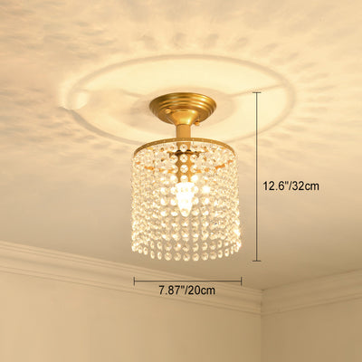 Dôme Rond de Luxe Moderne en Fer et Cristal 1/3 Lumière Semi-Encastrée pour Plafond de Chambre 