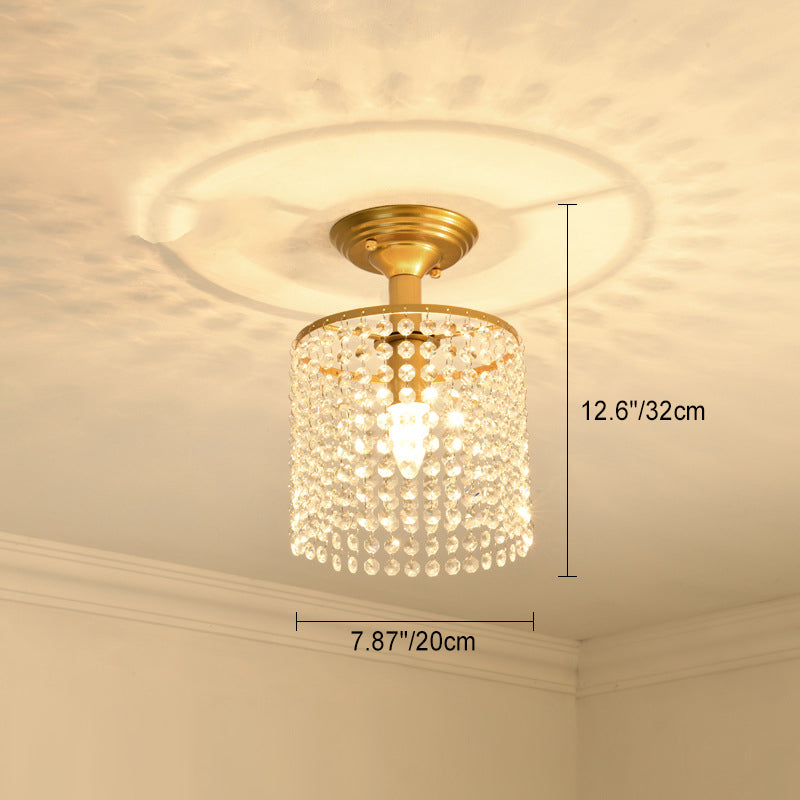 Dôme Rond de Luxe Moderne en Fer et Cristal 1/3 Lumière Semi-Encastrée pour Plafond de Chambre 