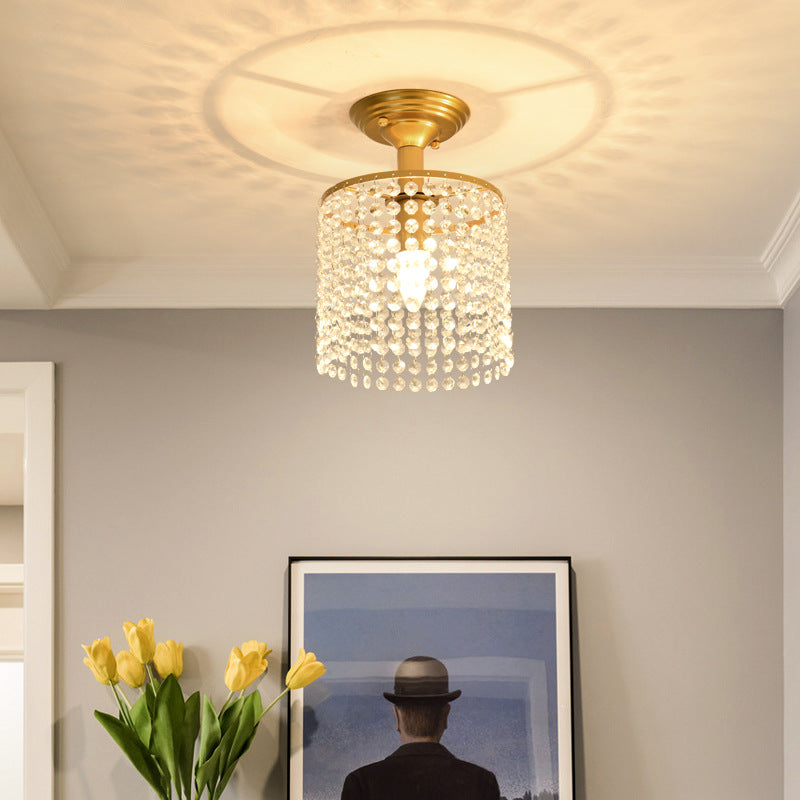 Dôme Rond de Luxe Moderne en Fer et Cristal 1/3 Lumière Semi-Encastrée pour Plafond de Chambre 