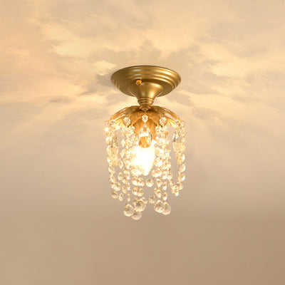 Dôme Rond de Luxe Moderne en Fer et Cristal 1/3 Lumière Semi-Encastrée pour Plafond de Chambre 