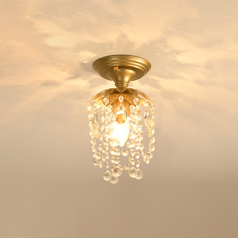 Dôme Rond de Luxe Moderne en Fer et Cristal 1/3 Lumière Semi-Encastrée pour Plafond de Chambre 