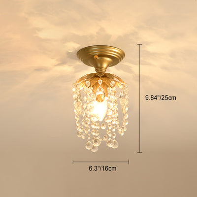 Dôme Rond de Luxe Moderne en Fer et Cristal 1/3 Lumière Semi-Encastrée pour Plafond de Chambre 