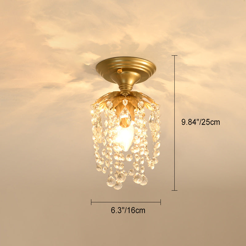 Dôme Rond de Luxe Moderne en Fer et Cristal 1/3 Lumière Semi-Encastrée pour Plafond de Chambre 