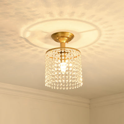 Dôme Rond de Luxe Moderne en Fer et Cristal 1/3 Lumière Semi-Encastrée pour Plafond de Chambre 
