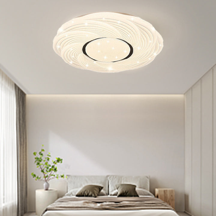Modern Minimalist Cream Star Storm Round Dome PVC Iron LED Flush Mount Ceiling Light For Bedroom