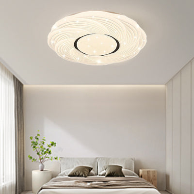 Plafonnier LED moderne minimaliste crème étoile tempête dôme rond en fer PVC pour chambre à coucher 
