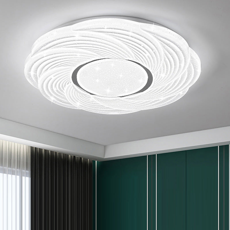 Plafonnier LED moderne minimaliste crème étoile tempête dôme rond en fer PVC pour chambre à coucher 