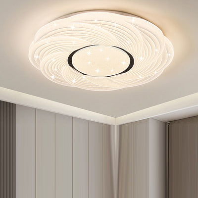 Plafonnier LED moderne minimaliste crème étoile tempête dôme rond en fer PVC pour chambre à coucher 