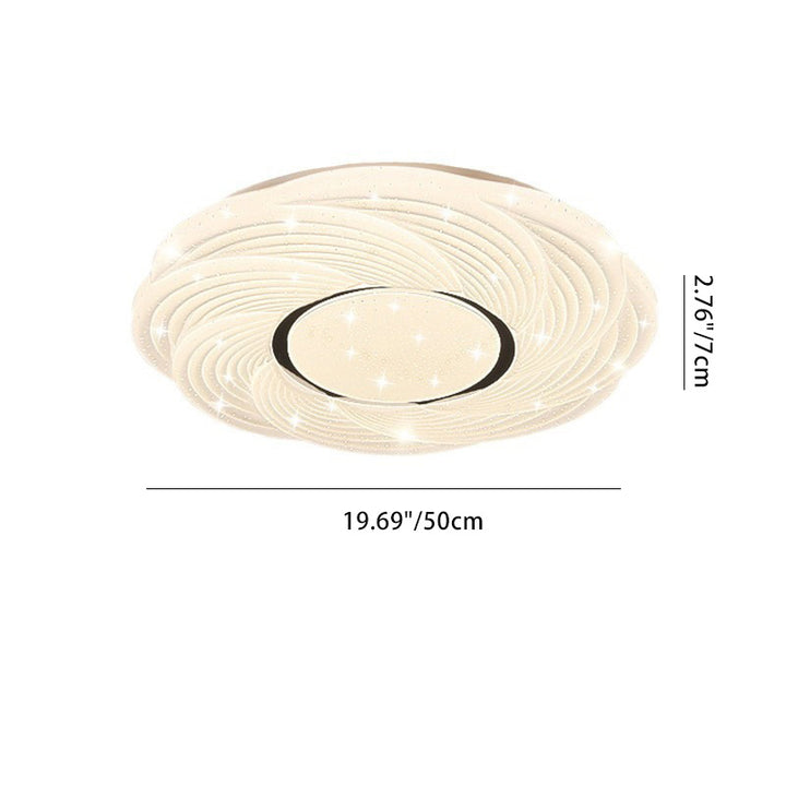 Modern Minimalist Cream Star Storm Round Dome PVC Iron LED Flush Mount Ceiling Light For Bedroom