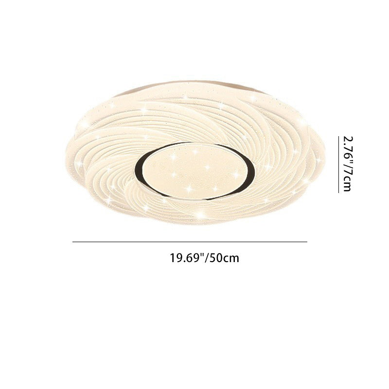 Plafonnier LED moderne minimaliste crème étoile tempête dôme rond en fer PVC pour chambre à coucher 
