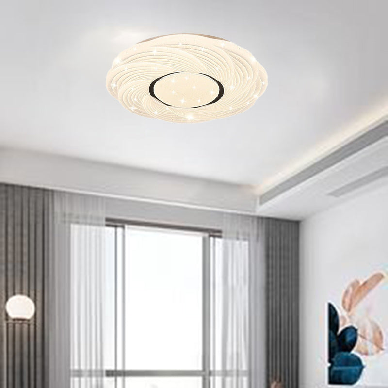 Plafonnier LED moderne minimaliste crème étoile tempête dôme rond en fer PVC pour chambre à coucher 