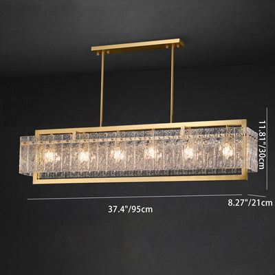 Moderne Luxus Rechteck Linear Kupfer Glas 5/6 Licht Kronleuchter Für Esszimmer 