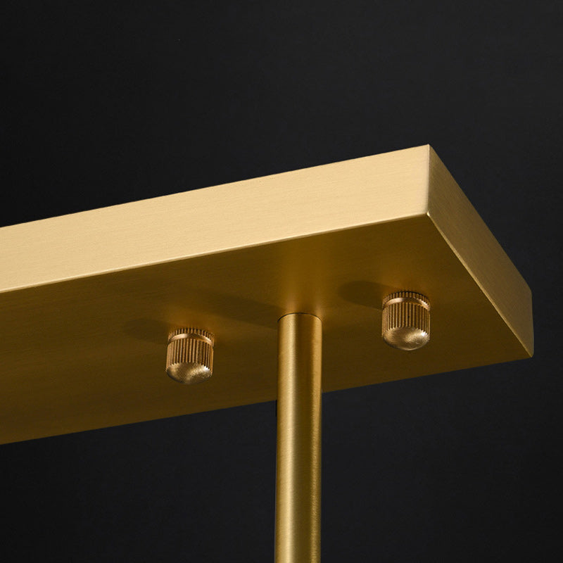 Moderne Luxus Rechteck Linear Kupfer Glas 5/6 Licht Kronleuchter Für Esszimmer 