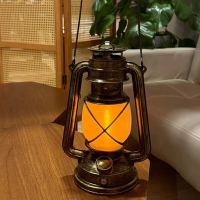 مصباح طاولة LED دائري ABS على شكل فانوس حصان USB تقليدي عتيق لغرفة المعيشة 