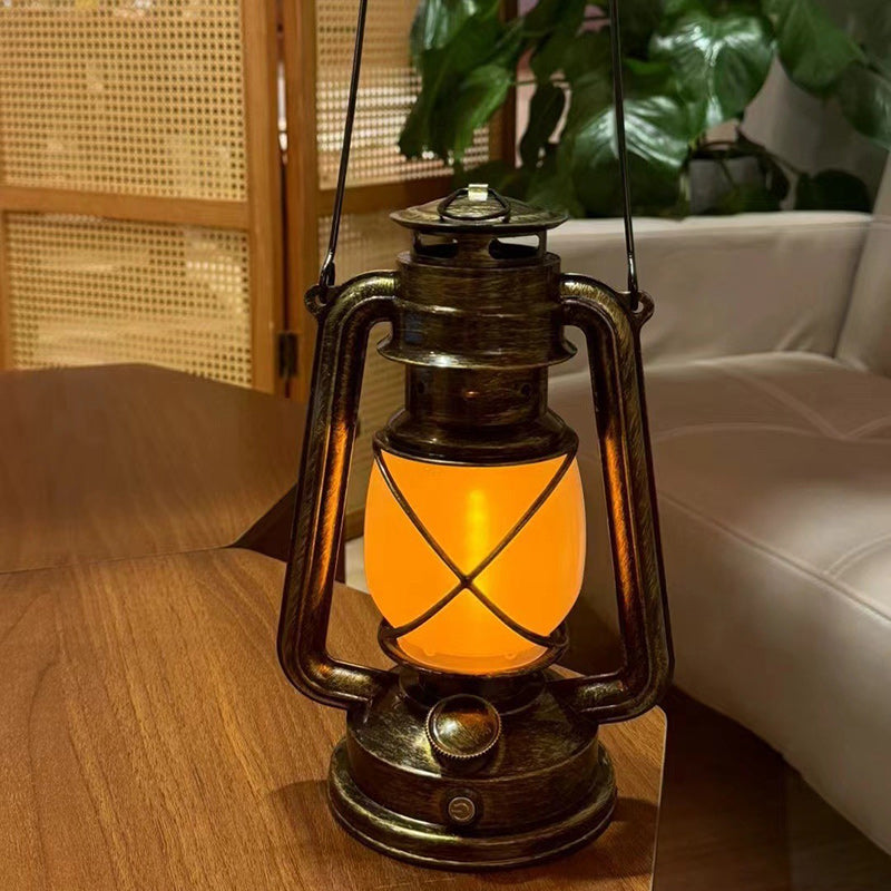 مصباح طاولة LED دائري ABS على شكل فانوس حصان USB تقليدي عتيق لغرفة المعيشة 