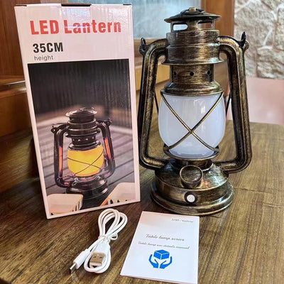 مصباح طاولة LED دائري ABS على شكل فانوس حصان USB تقليدي عتيق لغرفة المعيشة 