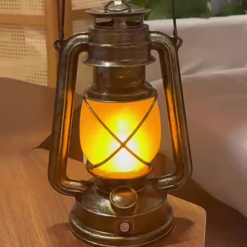 مصباح طاولة LED دائري ABS على شكل فانوس حصان USB تقليدي عتيق لغرفة المعيشة 