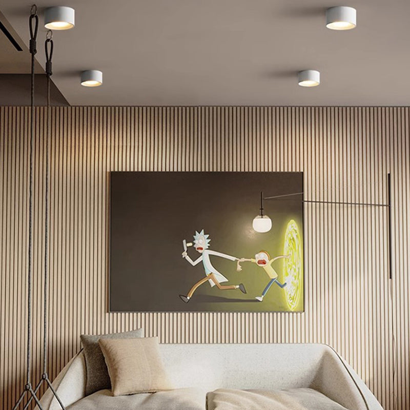 Plafonnier LED moderne minimaliste cylindrique rond en fer et acrylique pour chambre à coucher 
